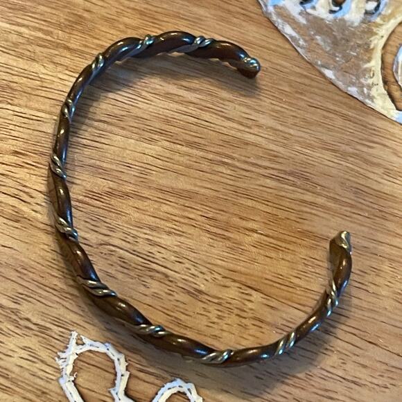 Handmade Copper and Silver Bangle Bracelet - Picture 3 of 9
